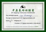 Международный сертификат инструктора школы Чжун Юань Цигун на право преподавания 2-й ступени.