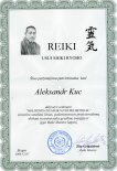 Международный сертификат Рэйки Мастера нетрадиционной линии с правом инициации в 1-ю, 2-ю, 3-ю, Рэйки Мастера ступень.